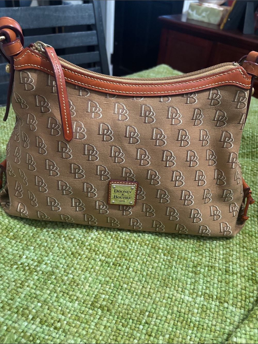 Dooney & Bourke Brown Tan Logo Shoulder Bag
